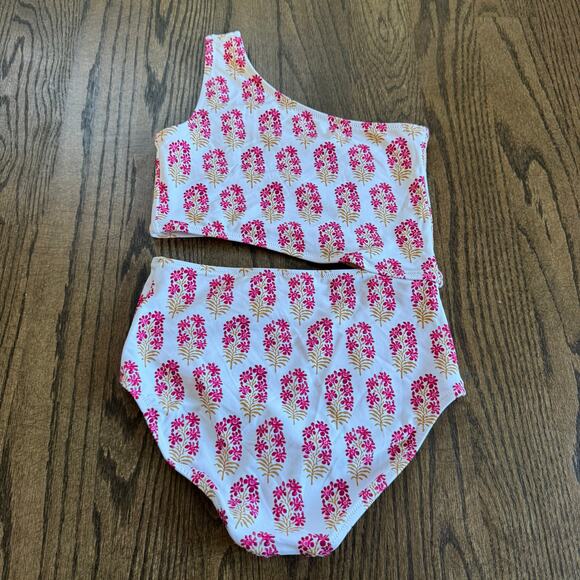 Crewcuts Girls Floral Printed Pink One Piece Cut Out Swim Suit Size 12 J.Crew - Picture 2 of 7